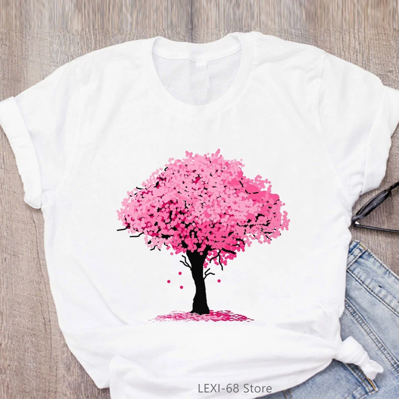 

Tshirt Women Watercolor Tree T Shirt Femme Summer Fashion Short Sleeve T-Shirt Female Aesthetic Clothes Dropshipping