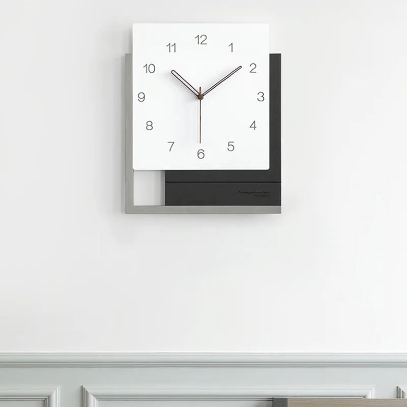 

Living room Nordic luxury clock hanging wall modern simple personality silent art square wall clock living room decor