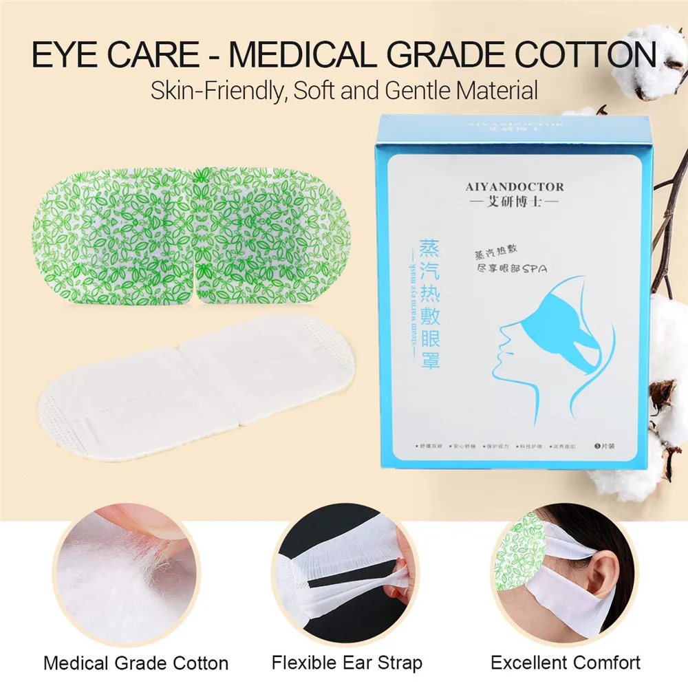 5 Pack Dampf Auge Masken Für Trockene Augen SPA Warm Auge Pflege Relief e Müdigkeit Heißer Schlaf Maske Puffy Haut feucht Heizung Komprimieren Pads