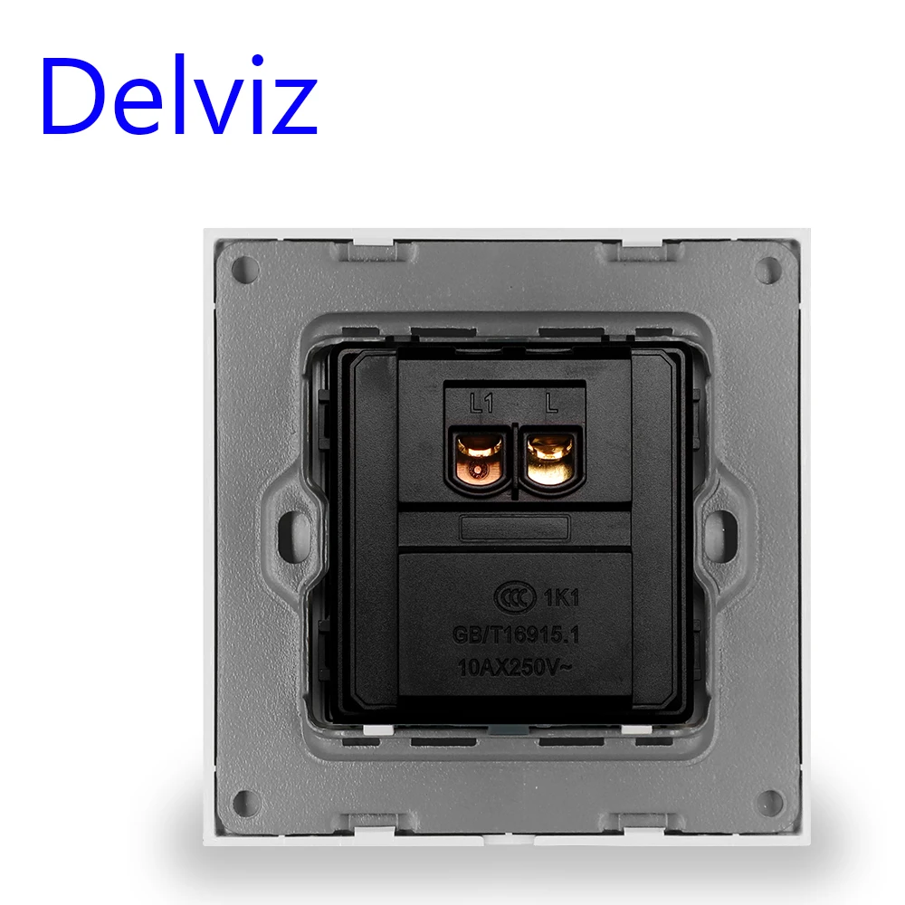 Delviz Wall Doorbell Switch, Size 86mm*86mm,Household Remind button Toughened Glass Crystal Panel, Automatic reset button switch