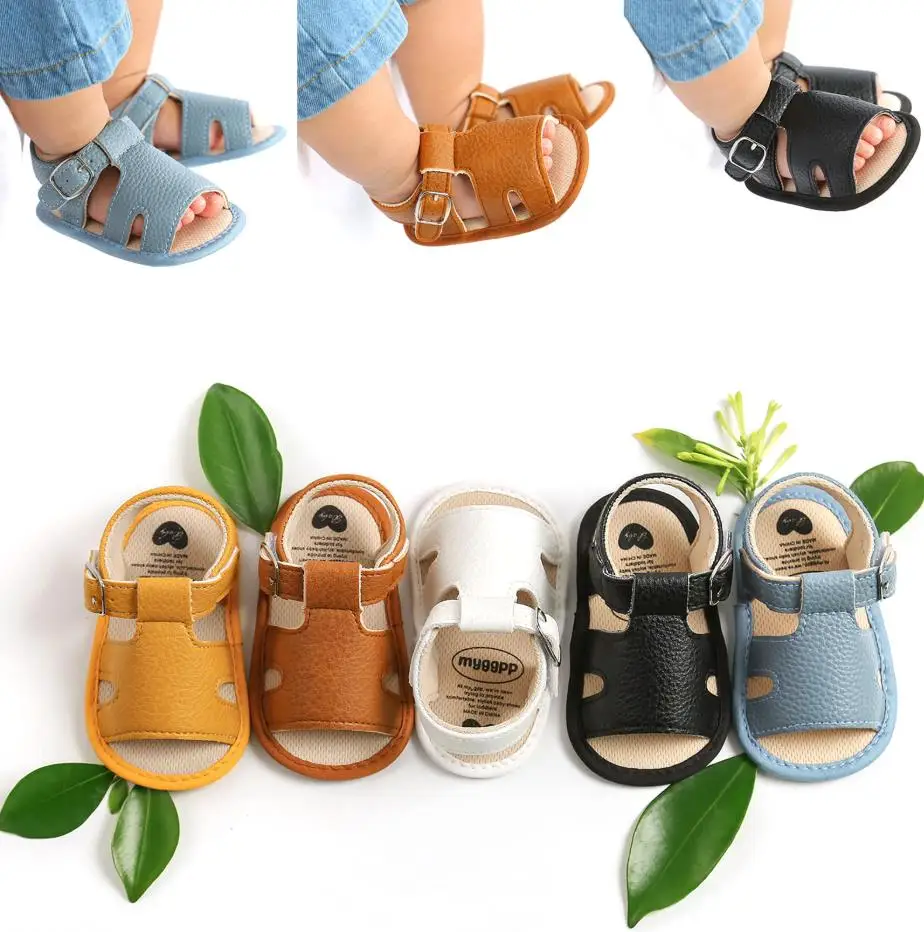 

Casual Baby Boys Sandals Summer Infant Simple Style Solid Color Soft Rubber Sole Shoes Non-slip Prewalker Sandals Boys Shoes