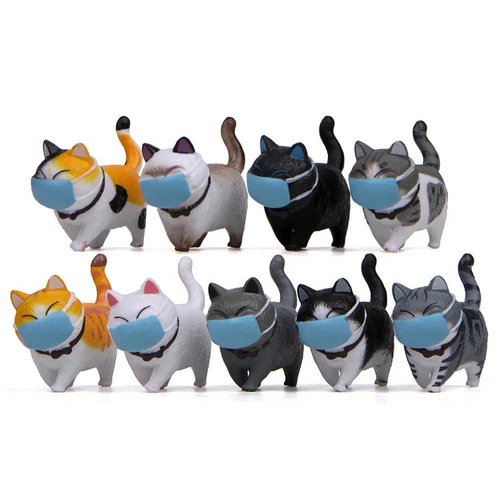 Mask Cute Cat Dolls Keychain Kids Toy Figure Cats Key Chain Backpack Bag Pendant Car Keyring 9 colors Mix 18pcs/lot wholesale