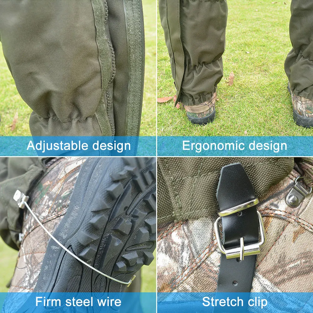 Guêtres imperméables pour la chasse et le trekking en plein air, chaussures chauffe-jambes, protection contre les insectes dans la jungle, neige, sable, calcul de terre, 1 paire