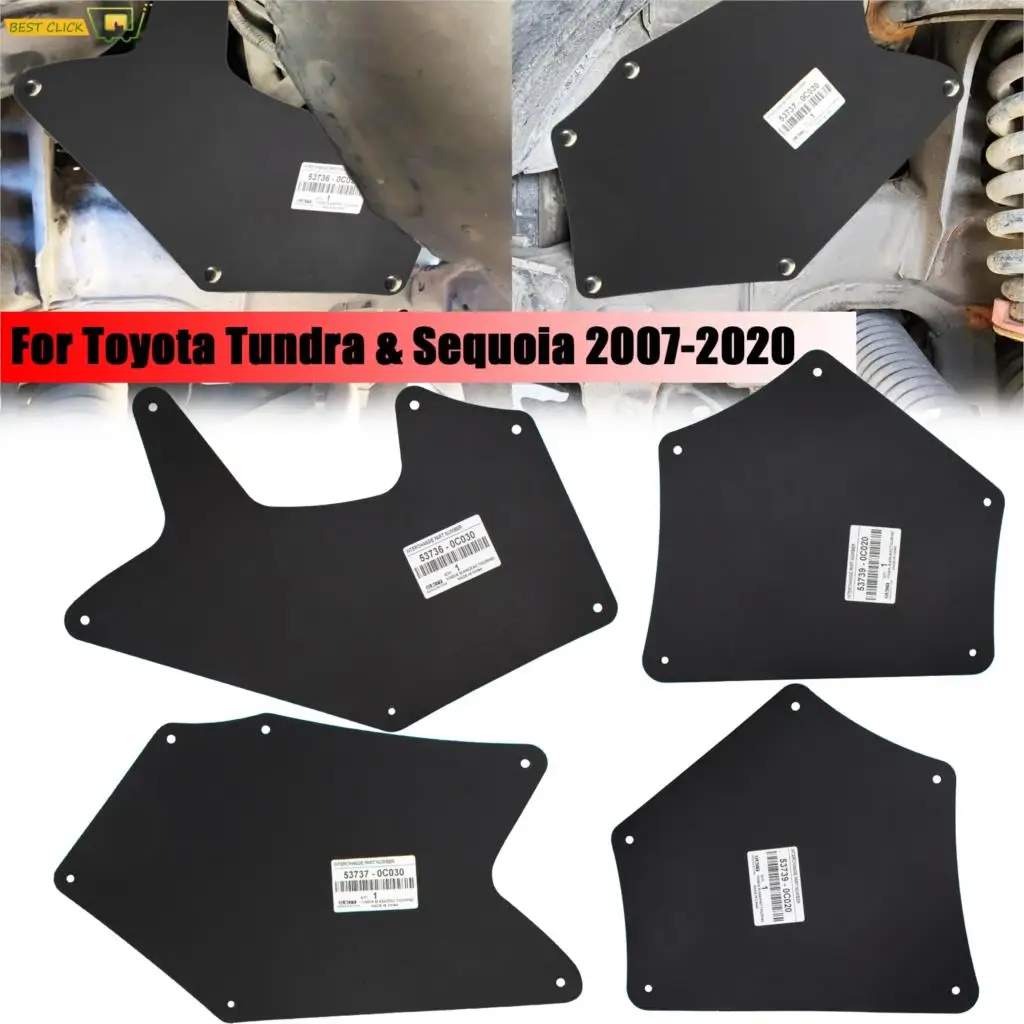 Mud Flaps Fender Liners For Toyota Tundra Sequoia 07-20 Splash Guards Mudflap Mudguards Shield Apron Seal 53737-0C030 537360C030