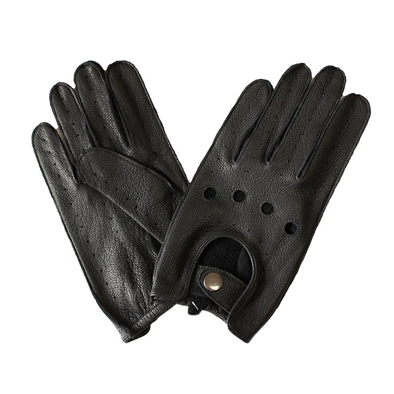 Gants en cuir monocouche pour hommes, gants d'équitation en plein air, gants de moto en peau de daim à doigts complets, section mince, nouveau