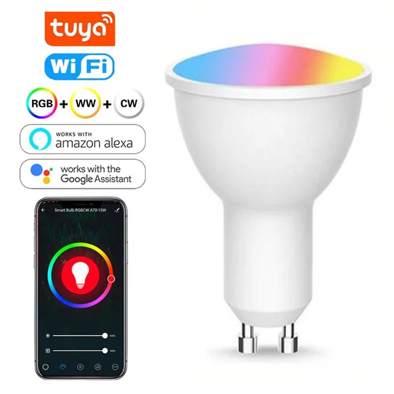 

1pcs Wifi Smart Gu10 LED Light Bulb Spotlight Tuya/Smart Life APP 4W RGBCW Voice Control Work With Amazon Alexa Echo Google Home