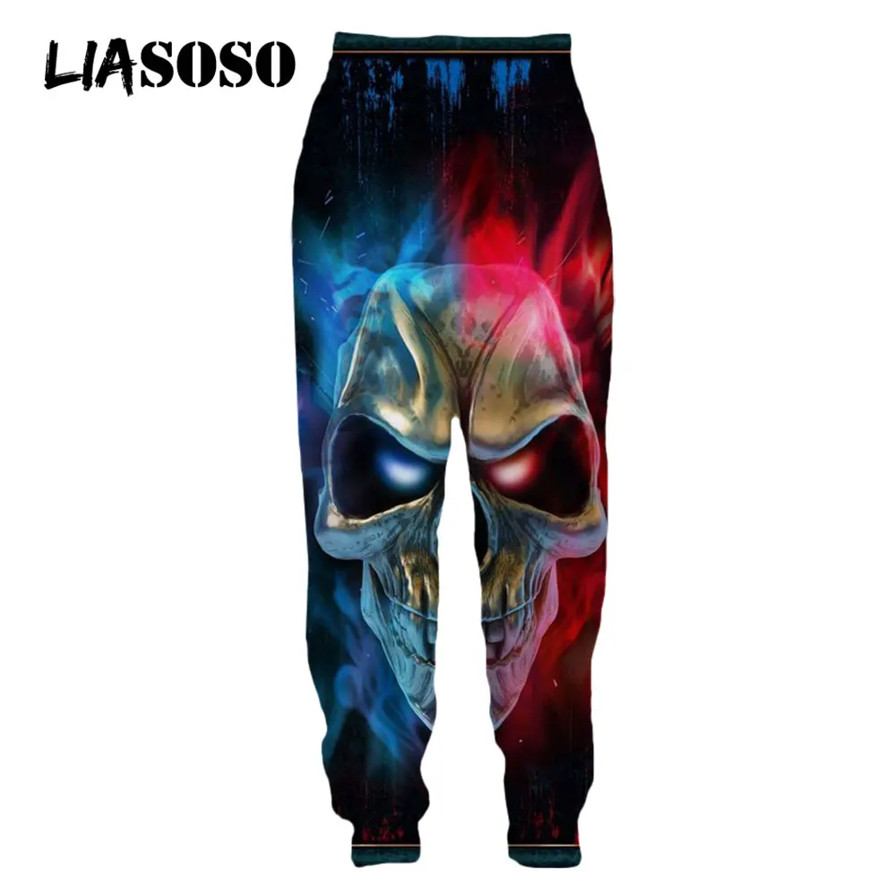 

LIASOSO Skull Jogging Pant 3D Print Horror Men's Pants Fashiong Hip Hop Streetweat Sweatpants Art Pants Women Overszied Clothing