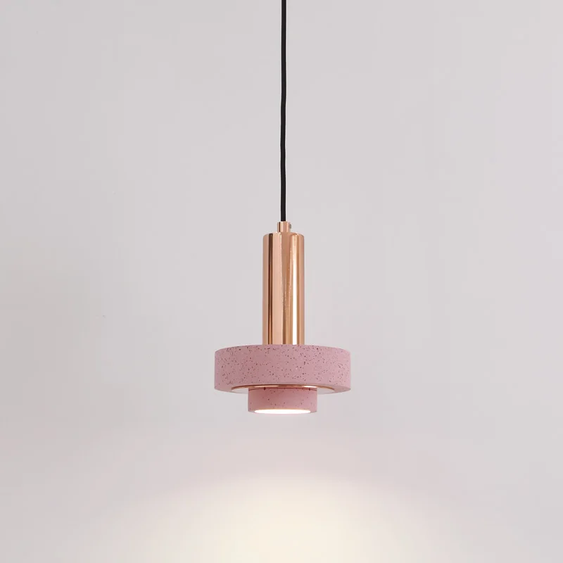 Mini Leuke Roze/Grijs Metalen Kleine Hanglamp Nordic Moderne Eenvoudige Nachtkastje Cafe Bar Kledingwinkel Terrazzo Droplight Nieuwe collectie