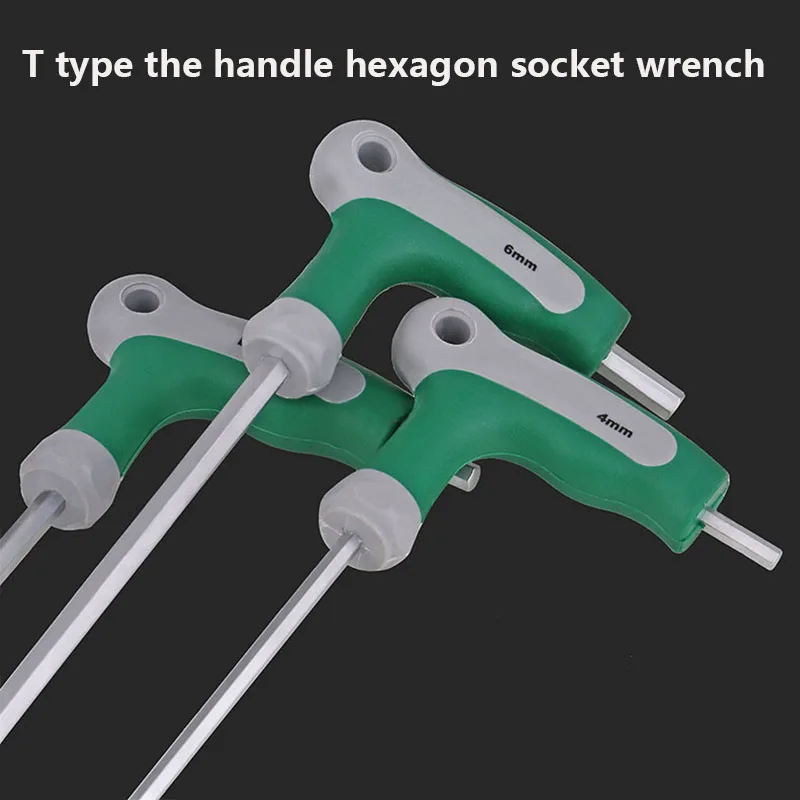 Hex Key Wrench T Handle Inner Hexagon Wrench 2.0mm 2.5mm 3mm 4mm 5mm 6mm 8mm 10mm CR-V Chrome-Vanadium Steel Hand Tool Spanner