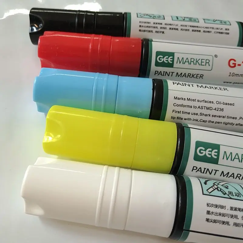 GEEMARKER Extra Thick Flat Head Paint Marker Pen Oil Based 10/16MM Wide Square Tip Paint Pen Marker Metallic Pen for Steel Wood