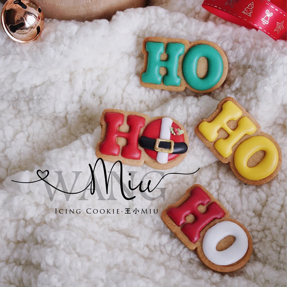 1Pc Christmas Biscuit Mold Icing Cookie Mold HOHOHO Letters Cookie Cutter DIY Pastry Fondant Cake Cute Baking Mould Kitchen