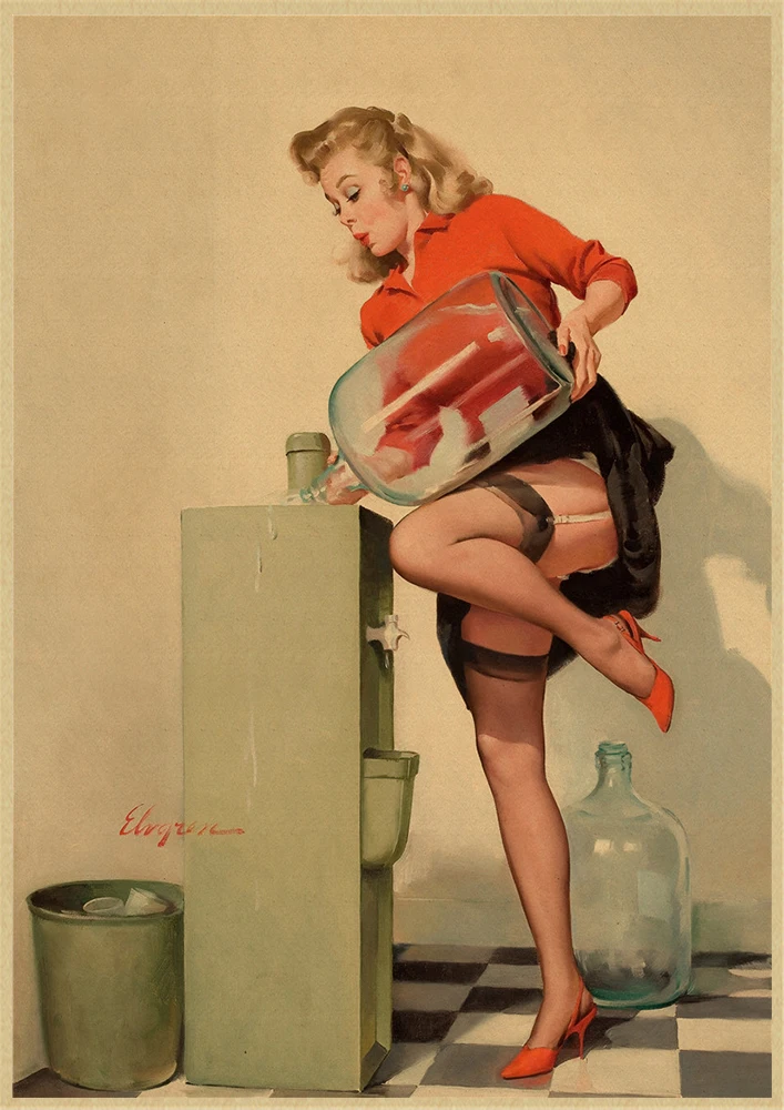 Pinup Girls Series 3 World War II Vintage Kraft Paper Classic Poster Bar Cafe Living Room Dining Wall Decorative Paintings