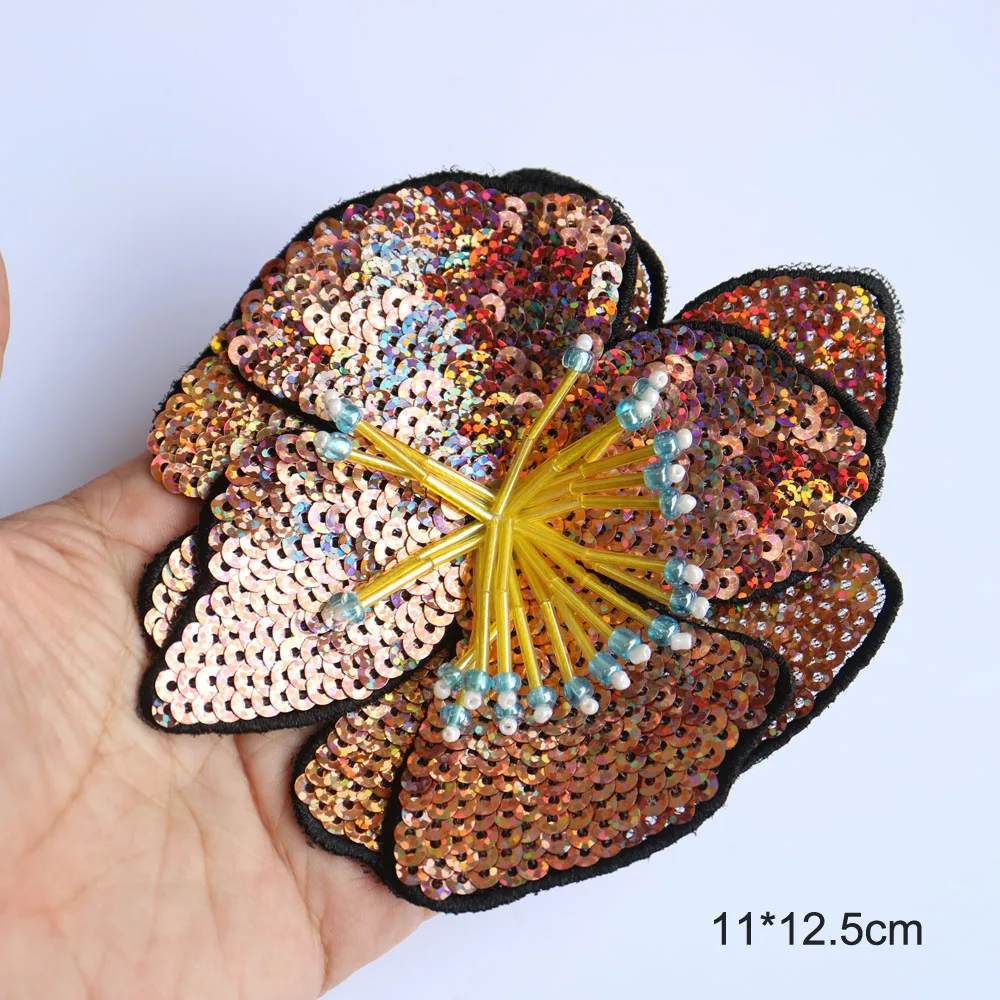 Sewing Sequinned flower patches for clothes DIY sew on parch appliques Embroidery applique patch ropa clothing accessory