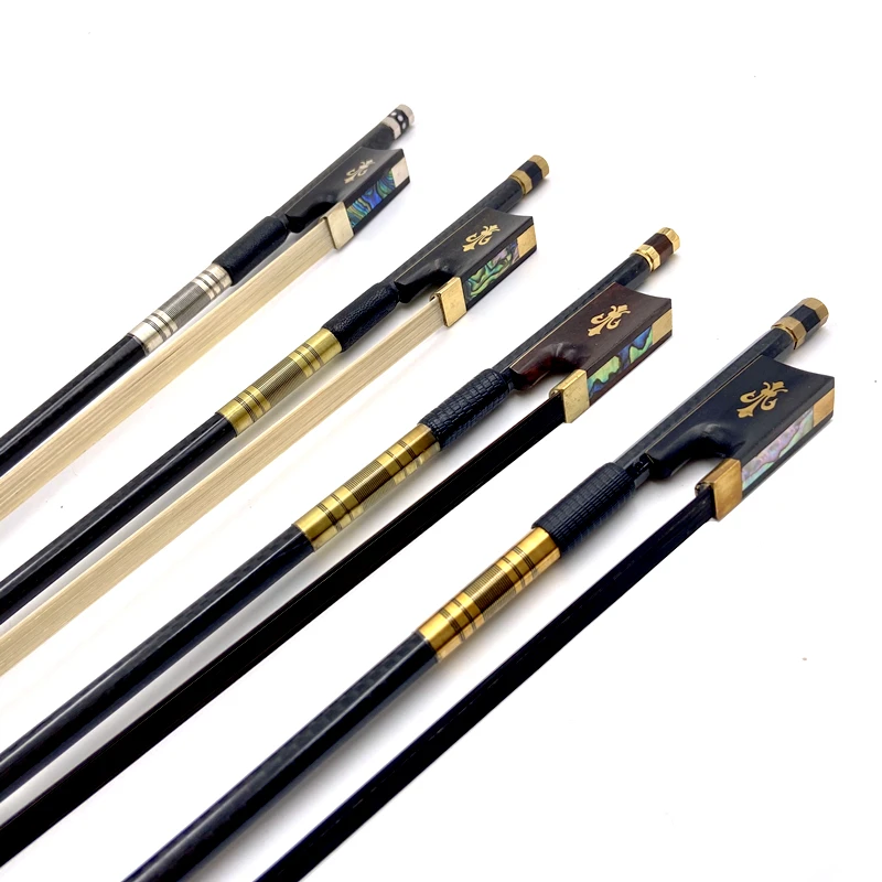 1pcs New light black Grid plaid carbon Fiber Stick 4/4 violin bow Fiddle Bow,Siberia white/black horesehair horsetail