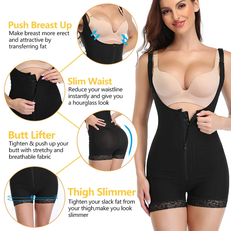 Volle Körper Shapewear Frauen Body Plus Größe Körper Shaper Abnehmen Korsett Modellierung Bauch-steuer Postpartale Unterwäsche Zipper Haken