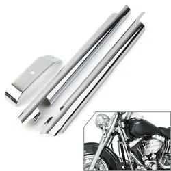 1Pair Motorcycle Frame Cover Front Chrome Down Tube Cover For Harley Davidson Softail Fat Boy Twin Cam 2007-2017