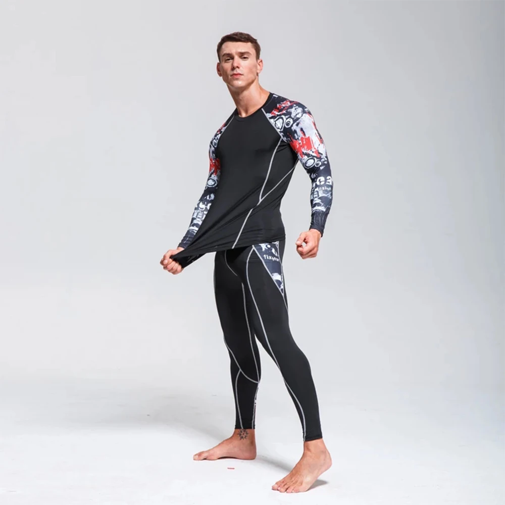 

Men Sportswear Compression Sport Suits Quick Dry Running Sets Clothes Basketball Joggers Training Gym Fitness Tracksuits Set