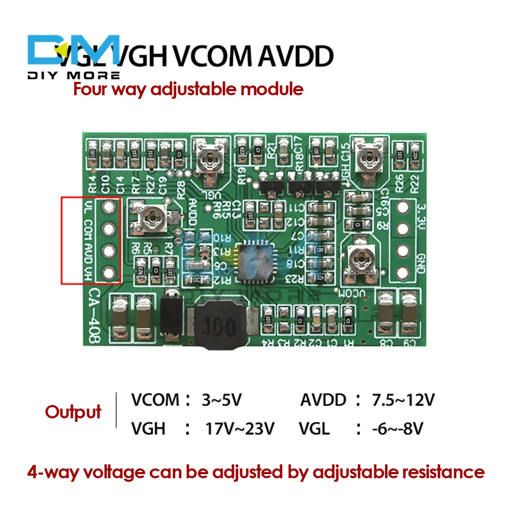 CA-508 Step UP Module 4CH Output TFT Backlight Driver Boost Board Adjustable 12V Input Power Supply Board LCD Screen TCON Module