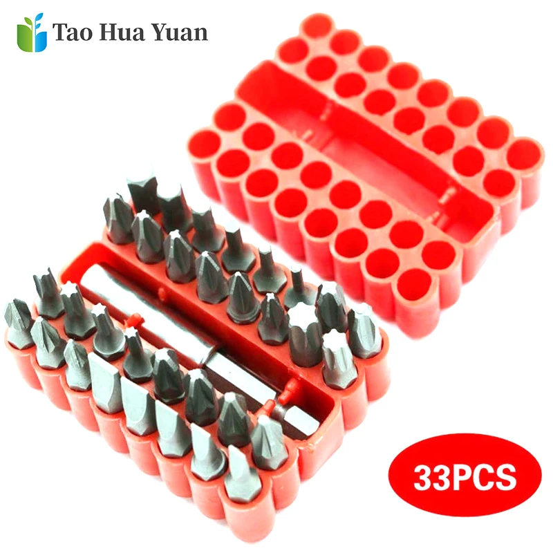 33pcs Screwdriver Tamper Proof Security Bits Set With Magnetic Extension Bit Holder Torx Hex Star Spanner Woodworking Tool Set A