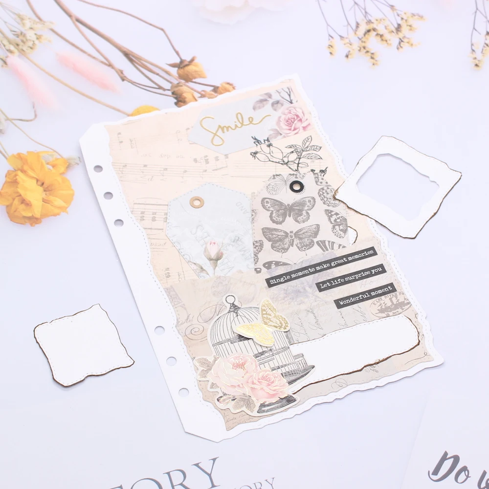 KSCRAFT A5 Torn Edges Planner Page Metal Cutting Dies Stencils for DIY Scrapbooking Decorative Embossing DIY Paper Cards