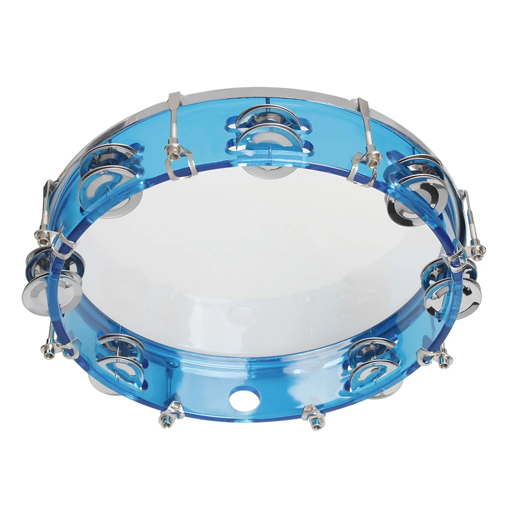 10 Inch Tambourine Percussion Instrument Self-Tuning Tone Hand Drum Double Row Jingles Bell Musical Educational Toys Gifts