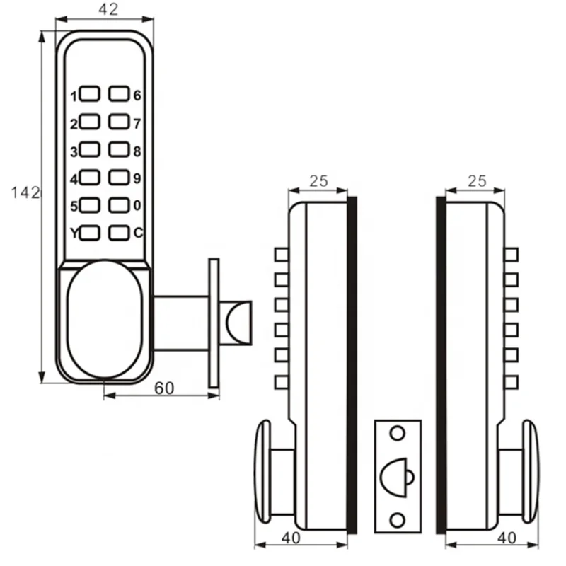 Double keypad Digital Lock keyless Code Password Waterproof Iron Garden Gate lock Exterior Lock Combination Knob Latch