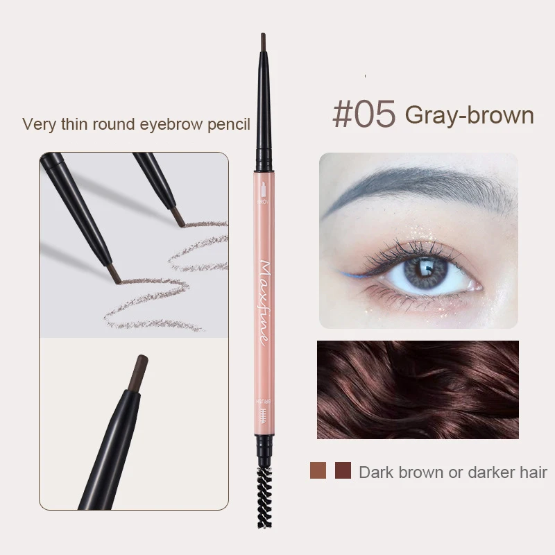 1PC Double Ended Eyebrow Pencil Sweat-Proof Waterproof Gray Brown Ultra Fine Eye Brow Pen Makeup Tools Long Lasting Cosmetic