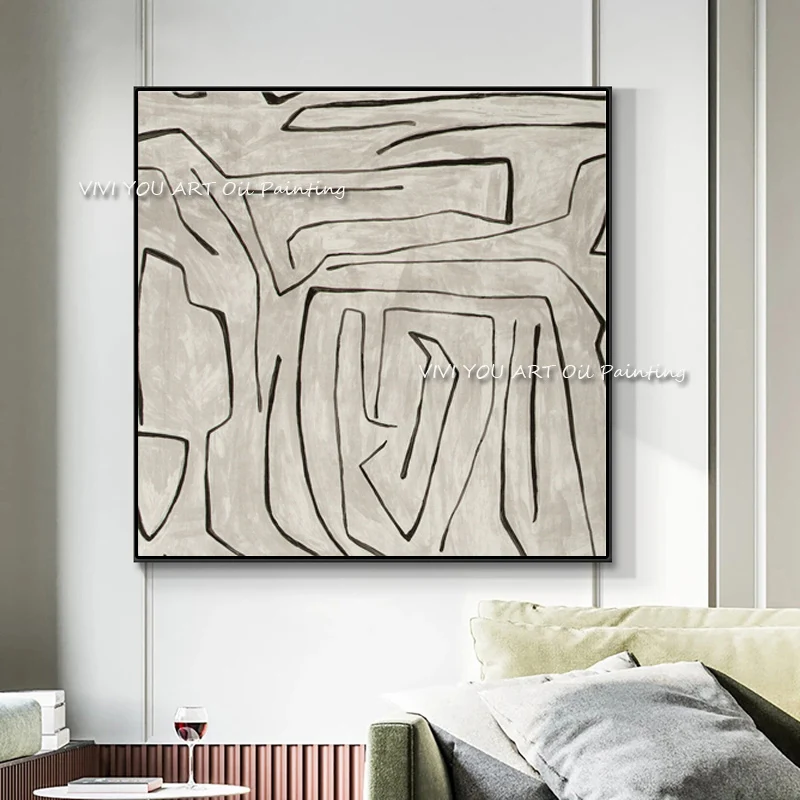 

100% Hand Painted Abstract Geometry Oil Painting Large Size Canvas Made Simple Wall Pictures For Living Room Home Decor