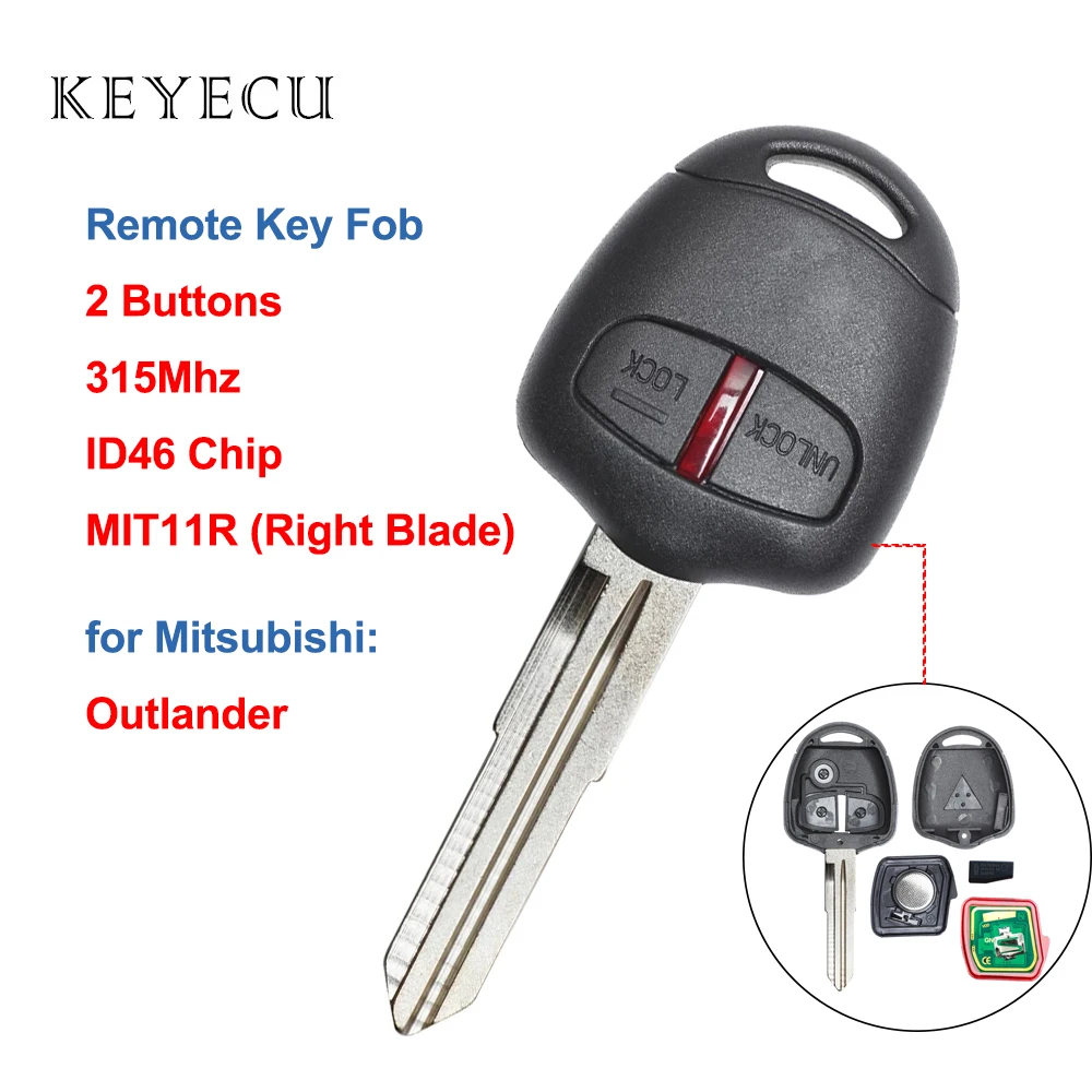 Keyecu for Mitsubishi Outlander 2005 2006 2007 2008 2009 2010 Remote Key Car Key Fob 315MHz Right Blade