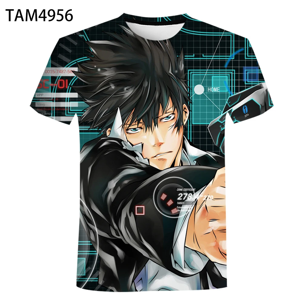 Men's Women's Europe And America Simple 3D Printing T-Shirt Summer Fashion Leisure Cool Psycho Pass Short Sleeve Top Tee