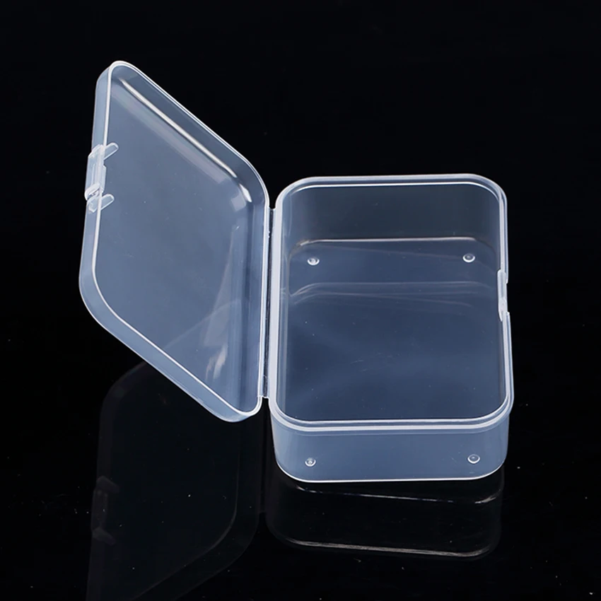 Clear Plastic Empty Storage Containers Box with Hinged Lid for Crafts, Jewelry, Hardware, Tools, Office Supplies 8.3x5.4x2.6cm