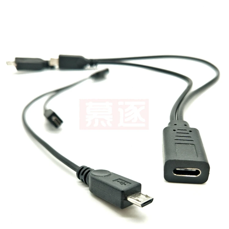 USB-C Y cable USB Type-c Female Connector to Dual Micro usb Male usbc 2.0 Splitter 1 Female to 2 Male Data Charge Extension C