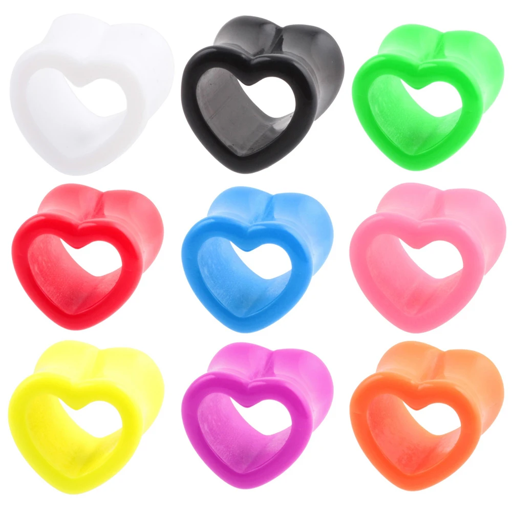 2Pcs/lot Acrylic Ear Plugs and Tunnels Heart Shape Ear Gauges Screw Flesh Tunnel Fashion Earrings for Women Sexy Body Jewelry