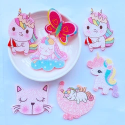 20pcs/Lot Glitter Lovely Unicorn Appliques Felt Patches For Crafts Clothing DIY Scrapbooking Accessories L81