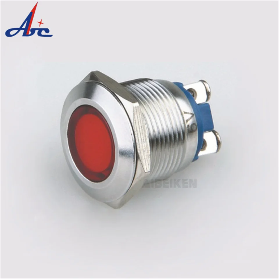 1PC 22/ 25 /28MM Waterproof IP67 Flat /Concave Head Metal LED Indicator Light Signal Pilot Lamp  3V  5V 12V 24V  220V