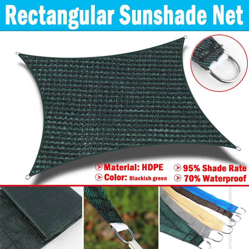 

Blackish-Green Sunshade Net HDPE Outdoor ArcRectangle Sun Shade Sail Garden Pergolas Tent Cover Swimming Pool Canopy Shelter