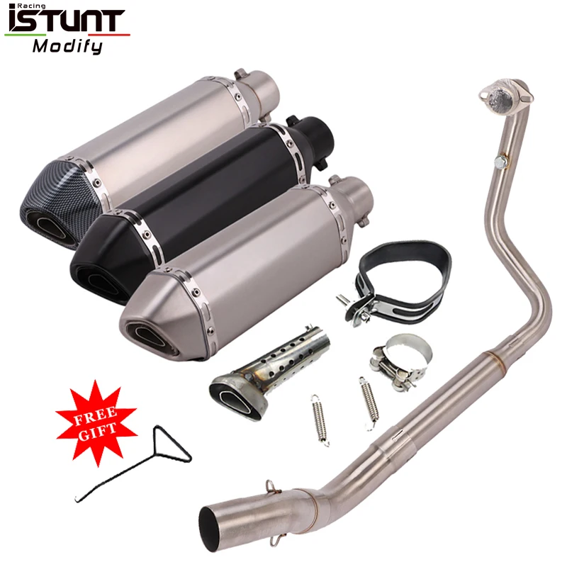 

Motorcycle Full Exhaust System Modified Front Middle Link Tube Escape Muffler DB Killer For ZONTES ZT310 ZT310T ZT310R ZT310X