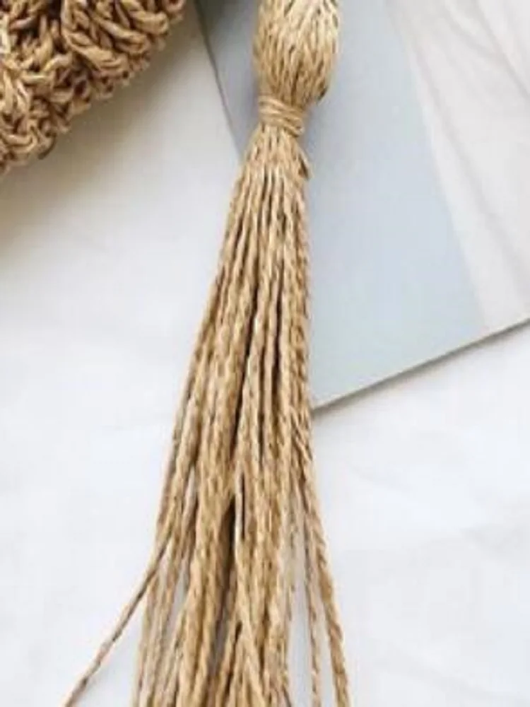 2021 Tassel Summer Beach Handmade Crossbody Bags Women Hollow Straw Bag Circle Rattan Bag Soft Paper Rope Shoulder Bag
