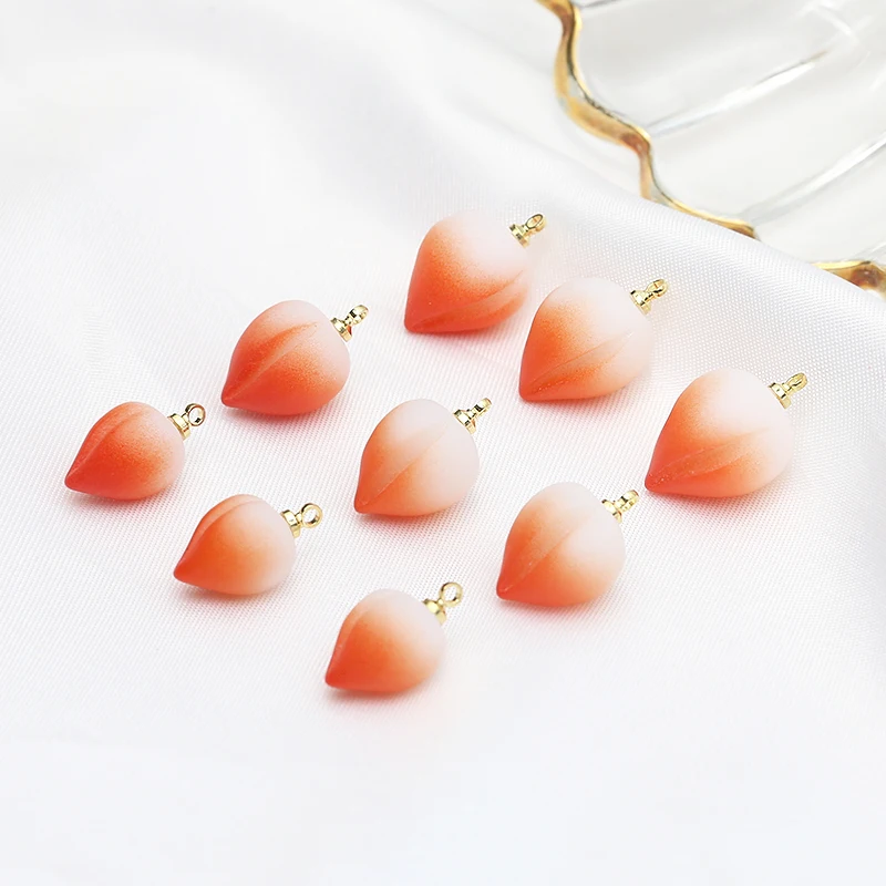 Simulation lovely peach honey peach resin pendant DIY jewelry earrings bracelet making accessories material 4pcs