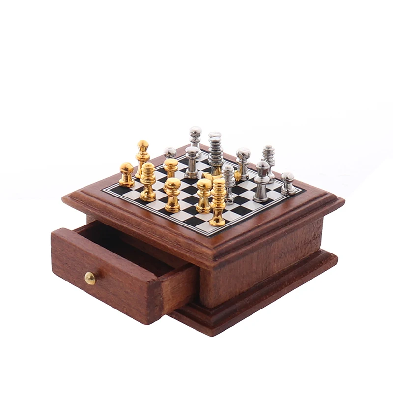 1:12 Dollhouse Miniature Chess Board Storage Box Set Furniture Accessories Toys Doll House Decoration Accessories