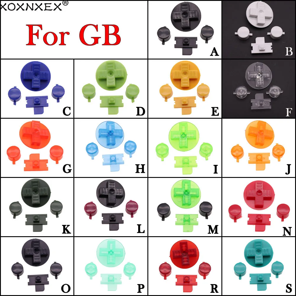 

100Set Colorful Red Black Buttons Set Replacement for Gameboy Classic GB Keypads for GBO DMG DIY for Gameboy A B buttons D-pad