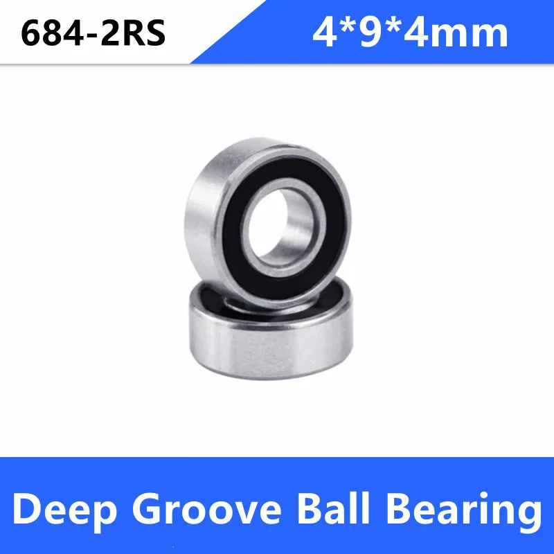 

100/500pcs 684RS 684-2RS 684 RS 2RS ball bearing 4x9x4 mm deep groove ball bearings Miniature Mini bearing 4*9*4mm