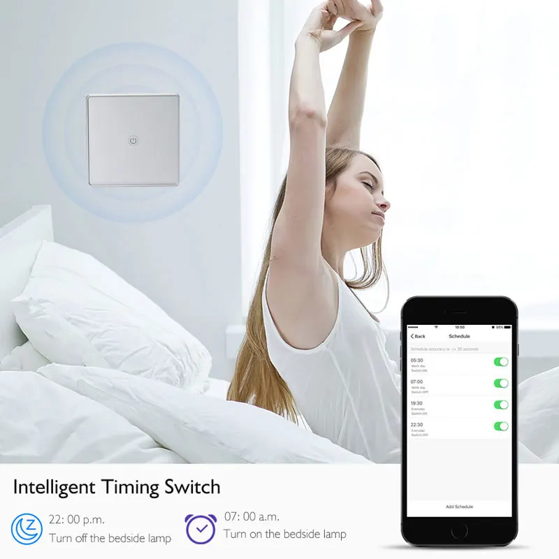 Smart Life Tuya WiFi Light Switch with Luxuray Glass Panel, Touch Sensor Smart Wall Switch Voice Work With Alexa, Google Home