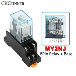 MY2NJ HH52P DPDT Miniature Coil Electromagnetic intermediate Relay AC12V 24V DC24V AC110V 220V 8 Pin Relay with Socket Base