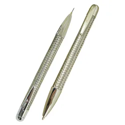 ACMECN 2pcs / lot Brand Metal Braid Pen and 0.7mm Pencil Set With Chrome Appointment Pen Mechanical Pencil Office Stationery