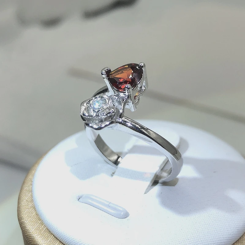 

925 sterling silver romantic rose flower open ring heart-shaped zircon ring ladies engagement wedding jewelry gift