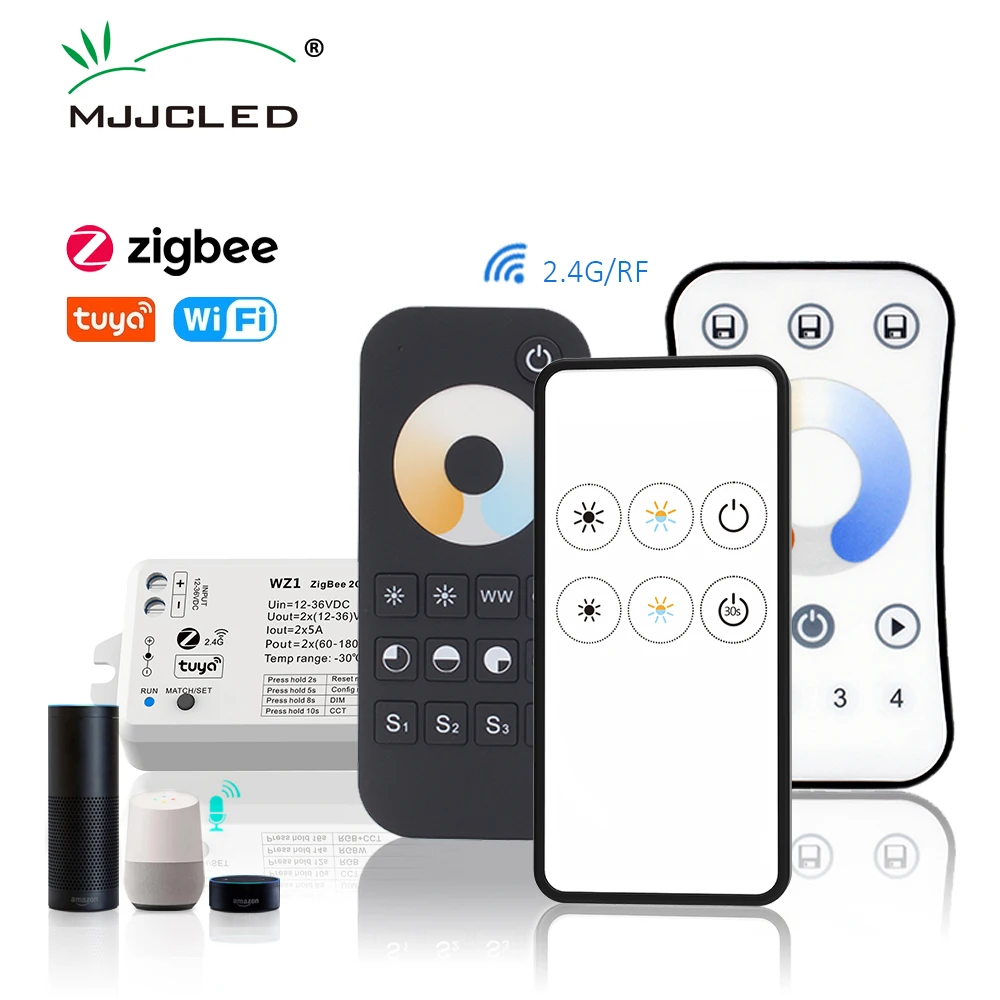 

Умный переключатель Zigbee с регулятором яркости, 12 В, 24 В, 36 В постоянного тока, 2 канала, 10 А, 2,4 ГГц, RF, Wi-Fi, беспроводной пульт дистанционного упр...
