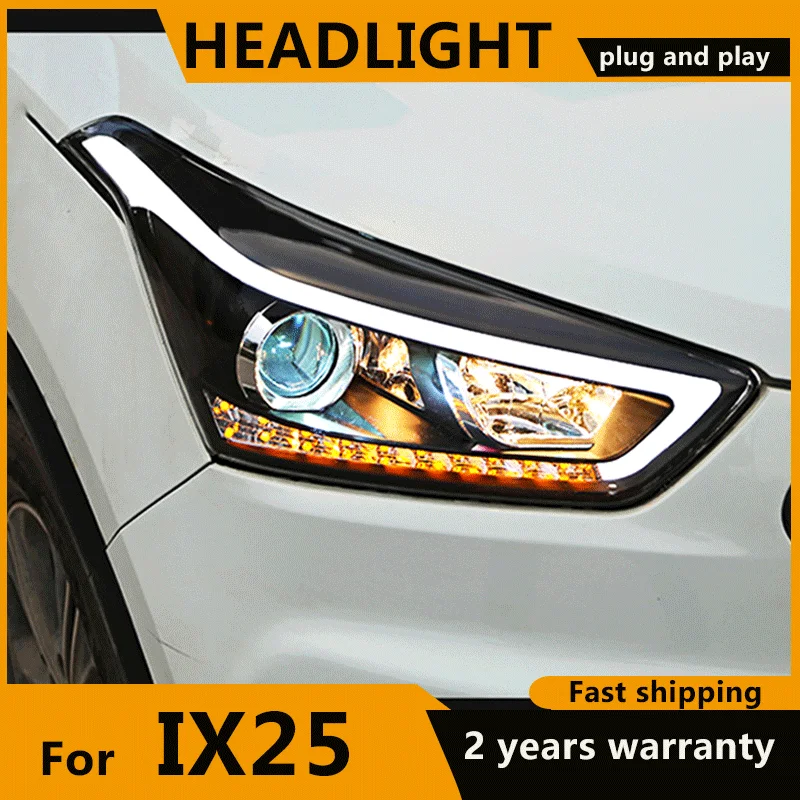 

Car Styling Head Lamp For Hyundai Creta IX25 2015 2016 2017 Headlights LED Dynamic Turn Signal Light LED DRL Bi-Xenon Low Beam