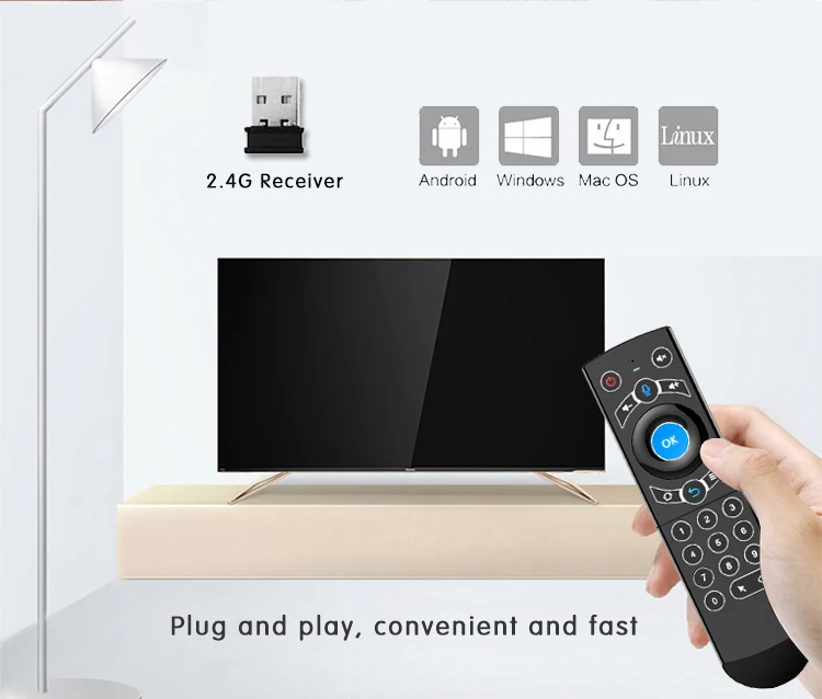 Controle remoto acionado por voz g21 pro, 2.4g, teclado sem fio, air mouse, ir, aprendizado, microfone, giroscópio para android tv box h96 max x3 pro