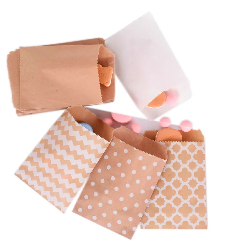 100 pcs 15*10cm  Kraft Paper bags Popcorn Food Safe Printed Birthday Party Supplies eco friendly kraft  promotion Candy Gift bag